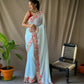 Blue Pure Gorgate Saree With Sequence Work