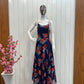 Beautiful Blue Fox Georgette Anarkali Gown With Floral Dupatta set