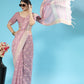 Purple Chanderi Chikankari Weaving Saree With Classy Zari