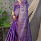 Beautiful Purple Lichi Soft Silk Saree With Weaving Silver
