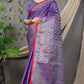 Beautiful Purple Lichi Soft Silk Saree With Weaving Silver
