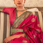 Pink Banarasi Khicha Silk Weaving Saree With Contrast Border
