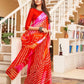 Red Sibori Printed Doriya Saree