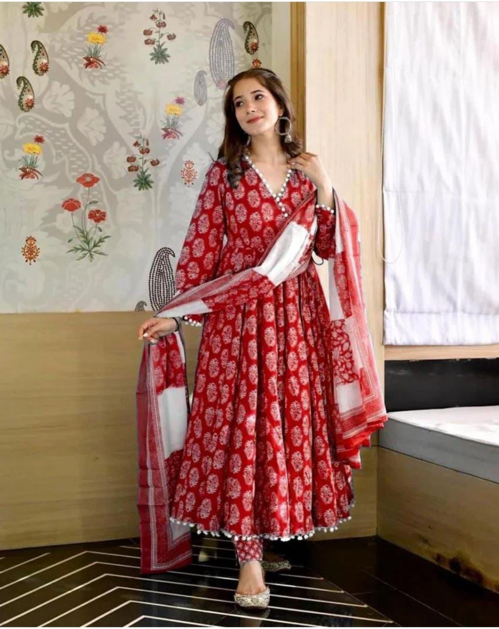 Beautiful Women's Floral Print Anarkali Gown