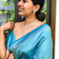 Sky Silver Lichi Silk Banarasi Saree