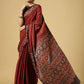 Red Ajarakh Digital Print Muslin Fabric Saree With Rich Glaze .