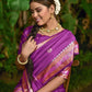 Purple Banarasi Soft Silk Saree With Butti Weaves