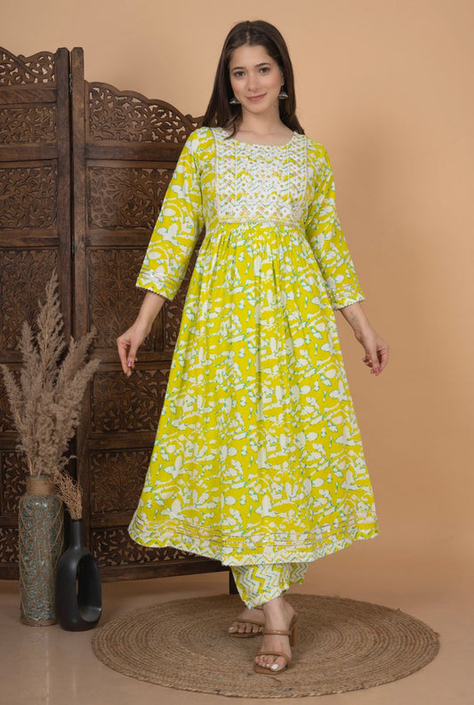 Rayon Nayra Cut  Heavy Gota  Lace Work Kurti