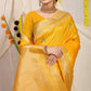Kanchipuram Pure Dark Yellow Silk Handloom Saree