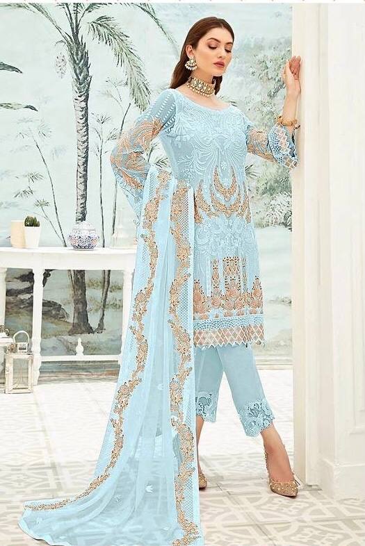 Embroidery Semi Stiched Faux Georgette Dress