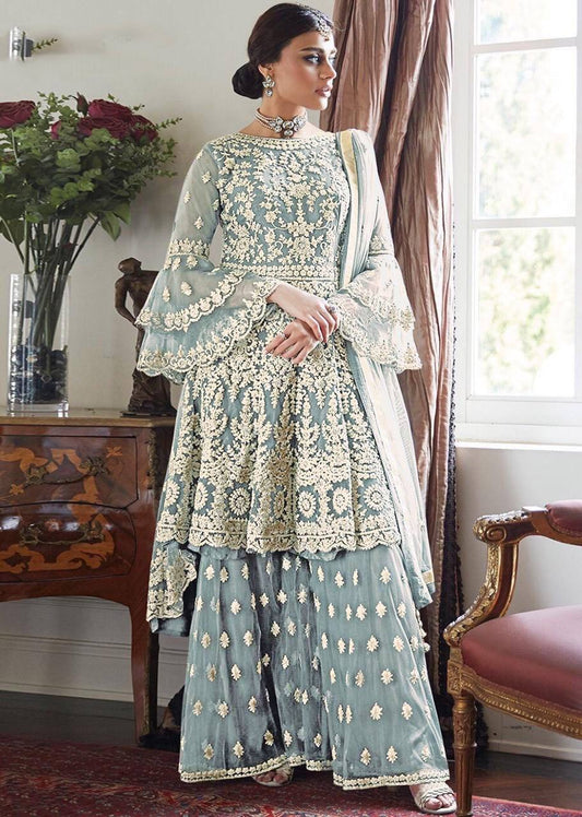 Embroidery Semi Stiched Net Dress