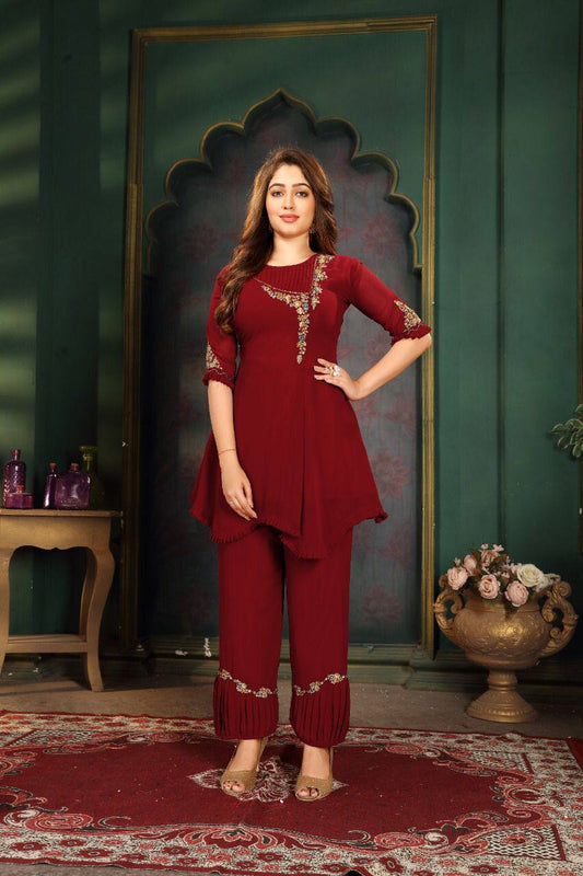 Embroidery Work Faux Georgette Dress