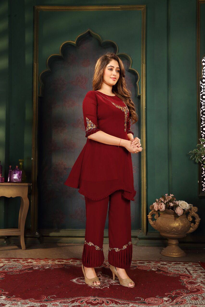 Embroidery Work Faux Georgette Dress