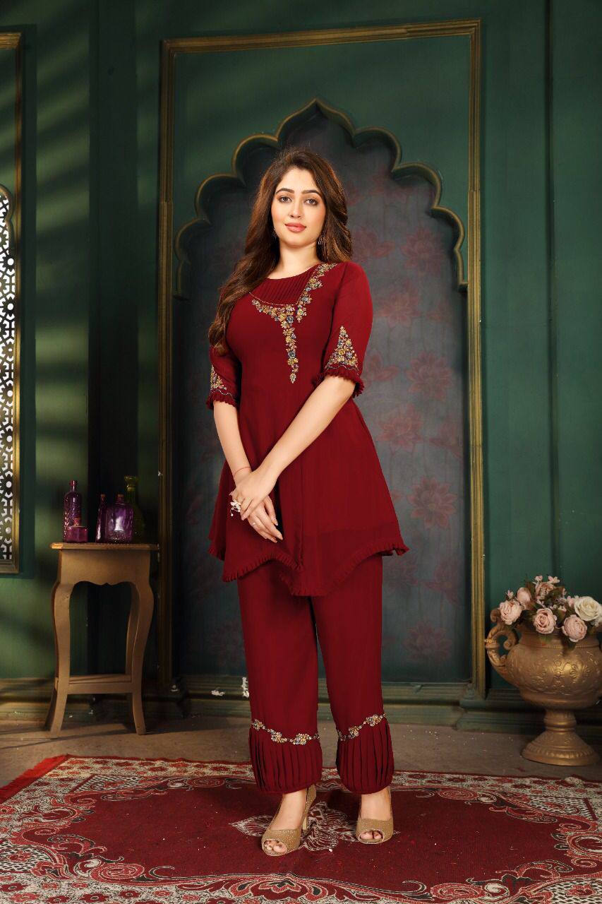 Embroidery Work Faux Georgette Dress