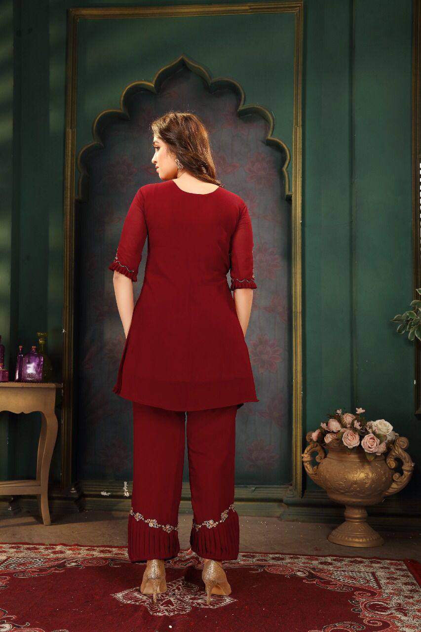 Embroidery Work Faux Georgette Dress