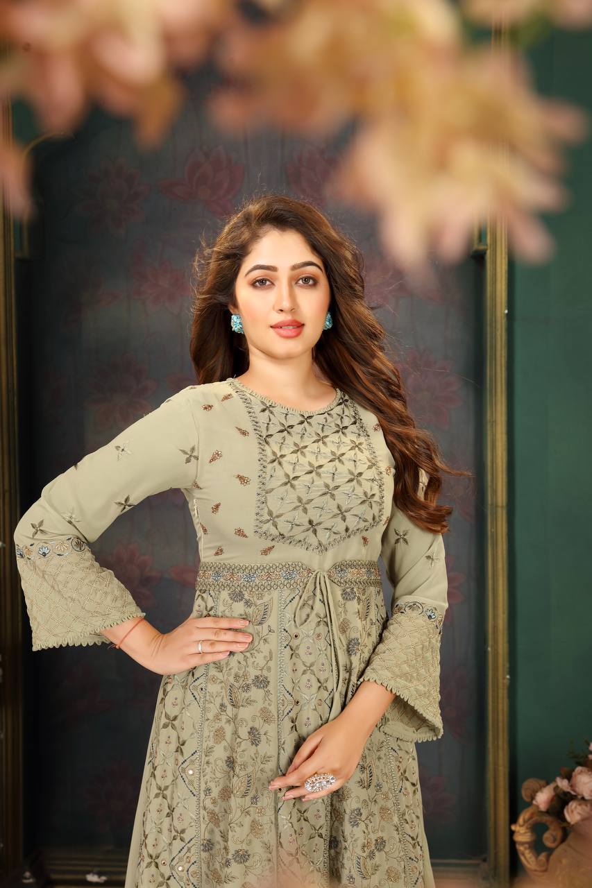 Embroidery Work Faux Georgette Dress