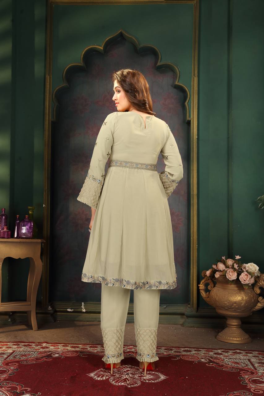 Embroidery Work Faux Georgette Dress