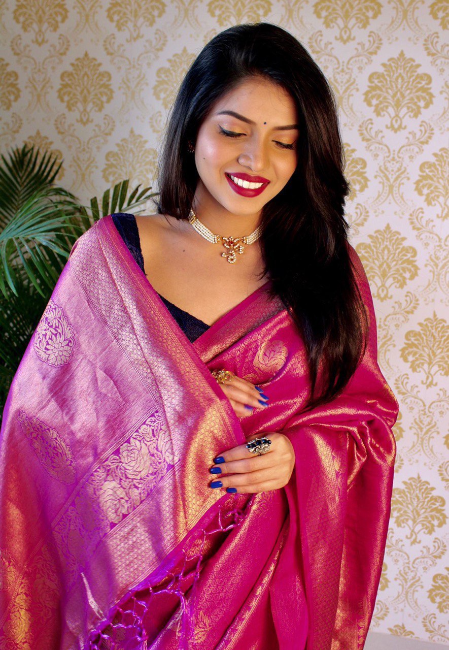Purple Pure Silk With Pure Zari Weaving Special Saree