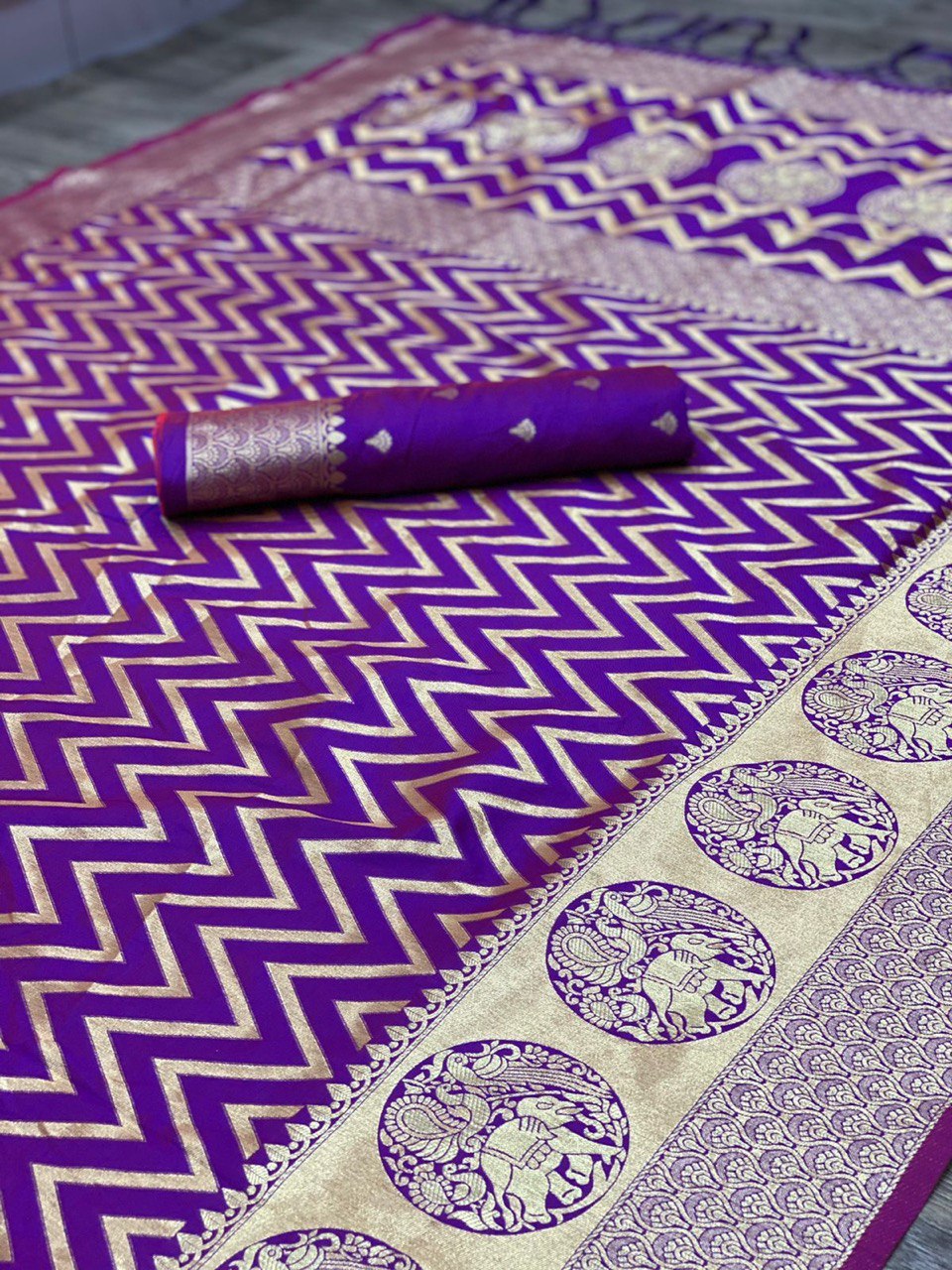 Purple Slab Weaving Soft Royal Saree