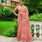 Peach Soft Kashmiri Pashmina Silk Weaving Saree
