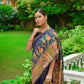 Blue Soft Kashmiri Pashmina Silk Weaving Saree