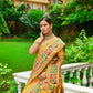 Yellow Soft Kashmiri Pashmina Silk Weaving Saree