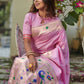 Pink Banarasi Soft Silk Paithani Saree With Zari Border
