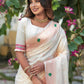 White Banarasi Soft Silk Paithani Saree With Zari Border