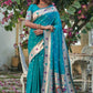 Sky Blue Banarasi Soft Silk Paithani Saree With Zari Border