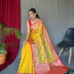 Yellow Pure Organza Weaved Saree With Jacquard Border