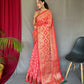 Pink Pure Organza Weaved Saree With Jacquard Border