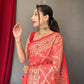 Pink Pure Organza Weaved Saree With Jacquard Border