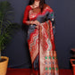 Grey Pure Silk Handloom Saree With Pure Jari Weaving