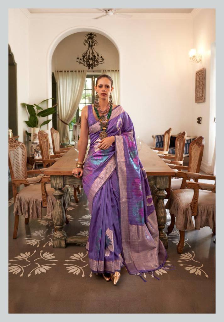 Royal Blue Handloom Weaving Silk Saree