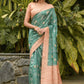 Green Soft Banarasi Silk Saree With All Over Zari Weaving Pattern
