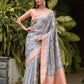 Grey Soft Banarasi Silk Saree With All Over Zari Weaving Pattern