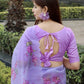 Purple Soft Organza Silk Saree with Beautiful Floral Print