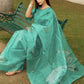 Blue Soft Organza Silk Saree with Beautiful Floral Print