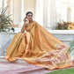 Gold Soft kanchipuram silk saree with all over zari weaves