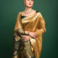 Yellow Tussar Silk Patola Weaving Saree With Zari Woven Border