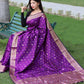 Purple Pure Soft Silk Saree With Copper And Golden Zari Weaved Border