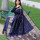 Violet Pure Soft Silk Saree With Copper And Golden Zari Weaved Border