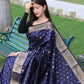 Violet Pure Soft Silk Saree With Copper And Golden Zari Weaved Border