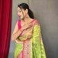 Green Pure organza weaved saree with Jacquard border.