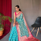 Blue Pure organza weaved saree with Jacquard border.