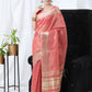 Pink Tissue Linnen Silk Saree With Fancy Zari Weaving Border
