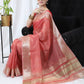 Pink Tissue Linnen Silk Saree With Fancy Zari Weaving Border