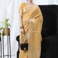 Yellow Tissue Linnen Silk Saree With Fancy Zari Weaving Border
