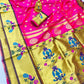 Pink  Paithani Pure Silk Handloom Saree With Pure Jari