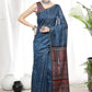 Blue Soft Linen Cotton Saree With Beautiful Bandhani